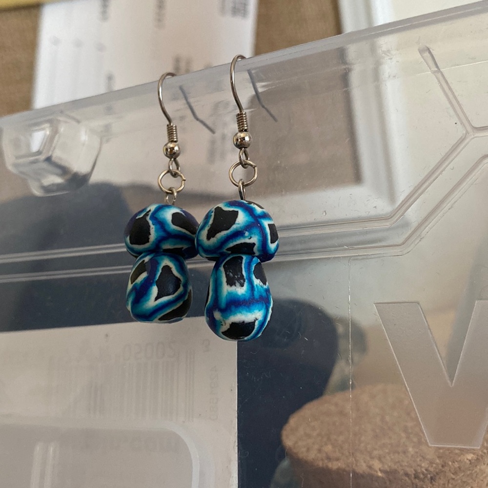 Cute blue mushroom earrings!